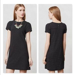 Maeve black polka dot shift dress with cap sleeve